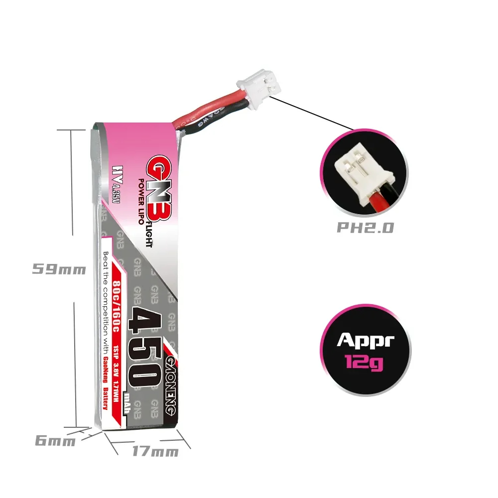 2 個の新しい GNB 2S 7.6V 450mAh 80C - Drone Racing Charger のレビューと価格